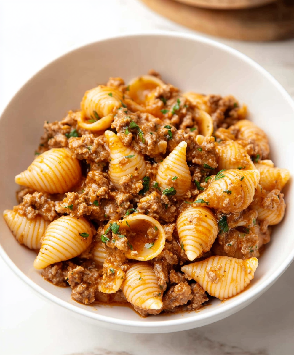 Easy Creamy Beef And Shells Recipe - yourrecipeguide.com